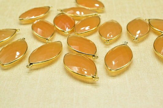 Peach Moonstone 15x30mm marquise shape single bail Connector,single bail Connector,Bezel links Connector,jewelry making Connector,Moonstone