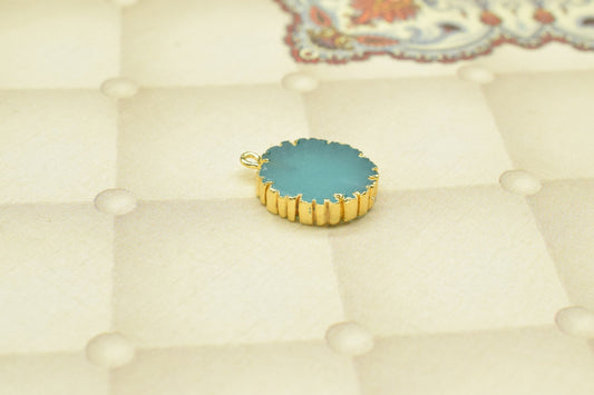 Aqua Chalcedony Oval Shape Pendants,Handmade Cabechon Pendant Charm necklace,Aqua Quartz Pendant Jewelry,Gemstone Single Bail Connector,Gift