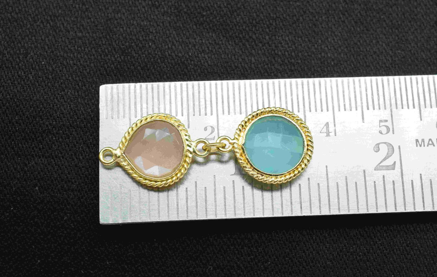 Peach Moonstone Pendant Charms , Aqua Chalcedony Dangle Earring Component , Multi Gemstone Dangle Earring , Component Jewelry , B'day Gift