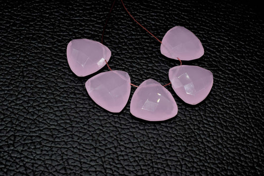 Natural Rose quartz Trillion 15mm Briolettes,Side drilled Briolette, Drop Briolettes,jewelry supplies,Top Quality Checker Cut Briolette,