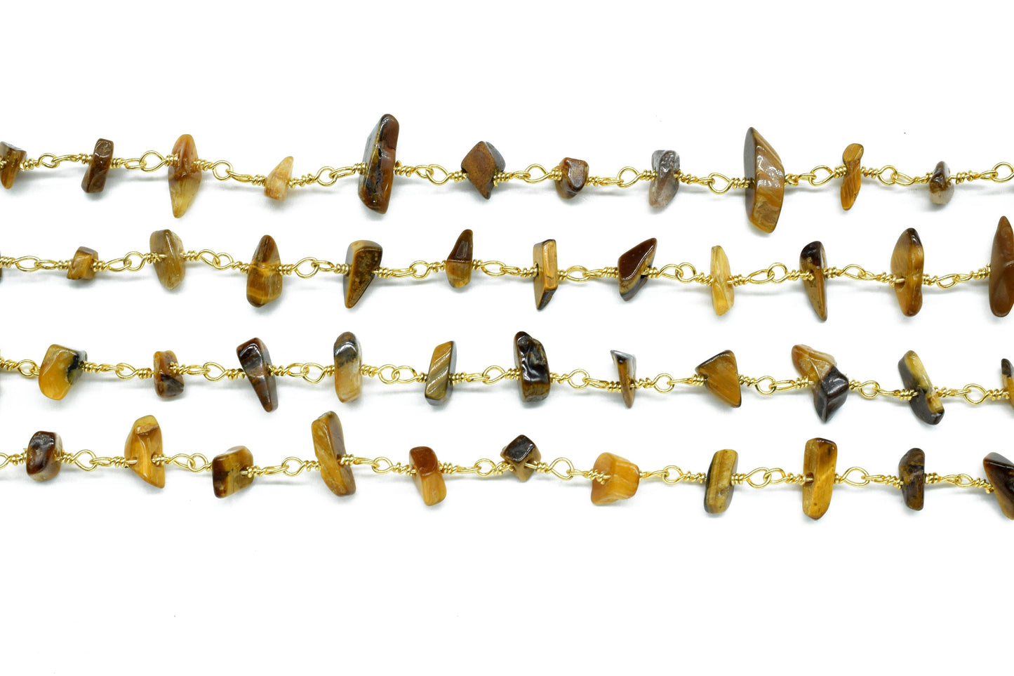Tiger Eye Chips Rosary Chain,Nugget Rosary Chain,,Finding Wire Wrap Necklace Chain,Gemstone Rosary Chain,Handmade Jewelry Carft Supplies