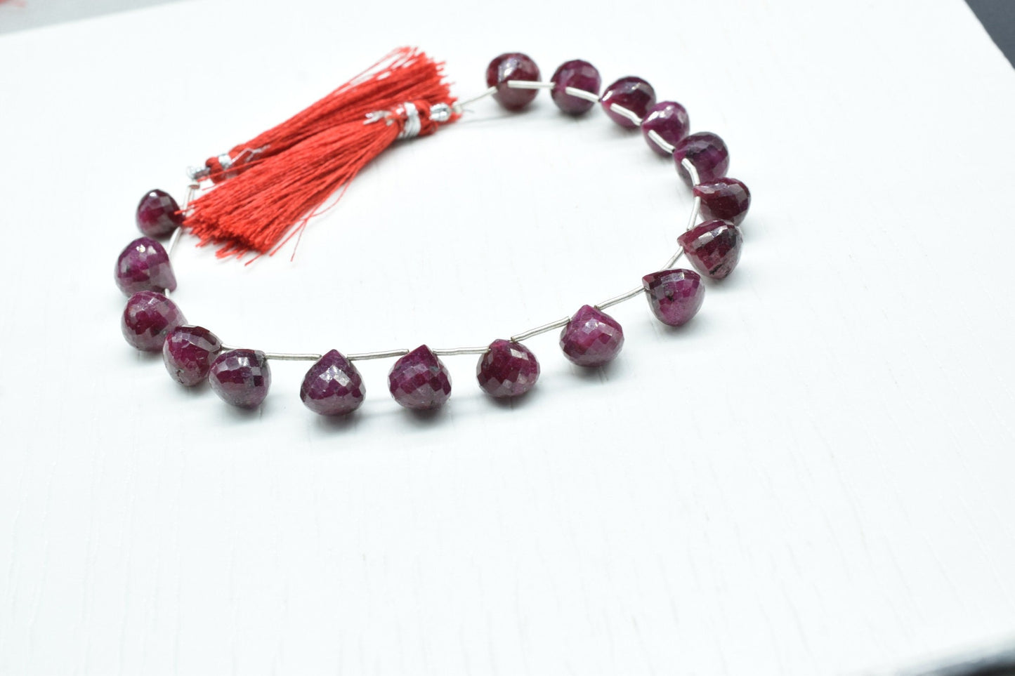 Ruby Drops Shape Briolettes,Ruby Side drilled Briolette,Ruby Jewelry making supplies,craft supplies,Ruby Briolette strand,Ruby beads