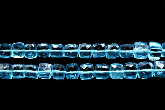 Sky Blue Topaz Faceted 3D Cube Beads,Topaz Faceted Square Cube bead,Cube Shape Briolettes,Topaz Faceted 3D Box,Topaz Cube Shape beads Strand