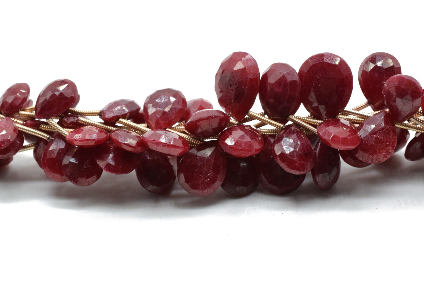 Ruby TearDrop Briolettes,Red Corundum Briolettes,Jewelry making beads,Graduate size beads,Ruby Pear shape Briolettes,Dyed ruby Briolettes