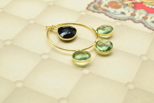 Green Amethyst Dangle Component Earring,Finding Round Earring,Circle Earring,Black Onyx Earring jewelry,Gemstone Component Connector,Gift