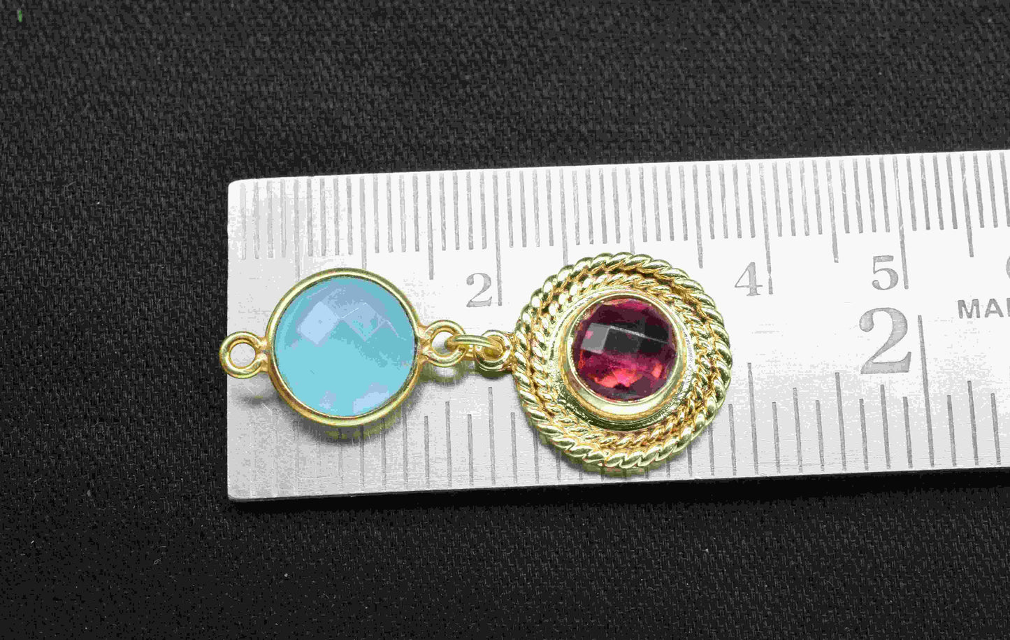 Aqua Chalcedony Pendant Charms , Pink Tourmaline Dangle Earring Component , Multi Gemstone Dangle Earring , Component Jewelry , B'day Gift