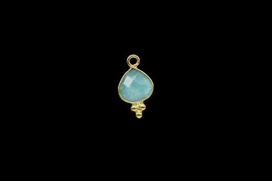 Amazonite Faceted Gemstone 8mm Heart Shape Charm,Amazonite Gemstone gold Plating Connector Jewelry,Amazonite Charms for necklace Connector