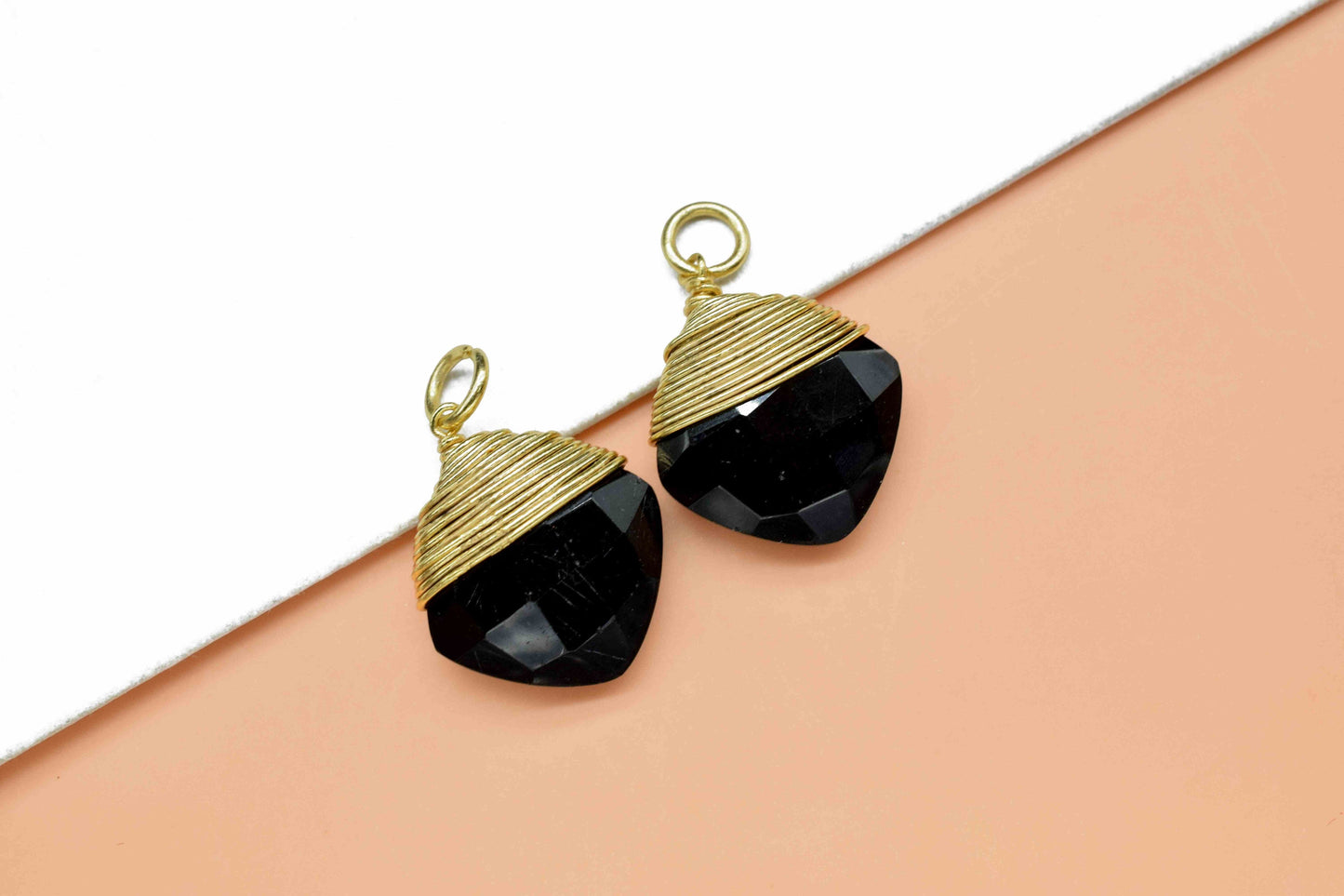 Black Onyx Square Faceted Connector,Gemstone Wire Wrapped Pendant,Loop Connector,Pendant Jewelry,Wire Wrapped Necklace,Black Onyx Jewelry