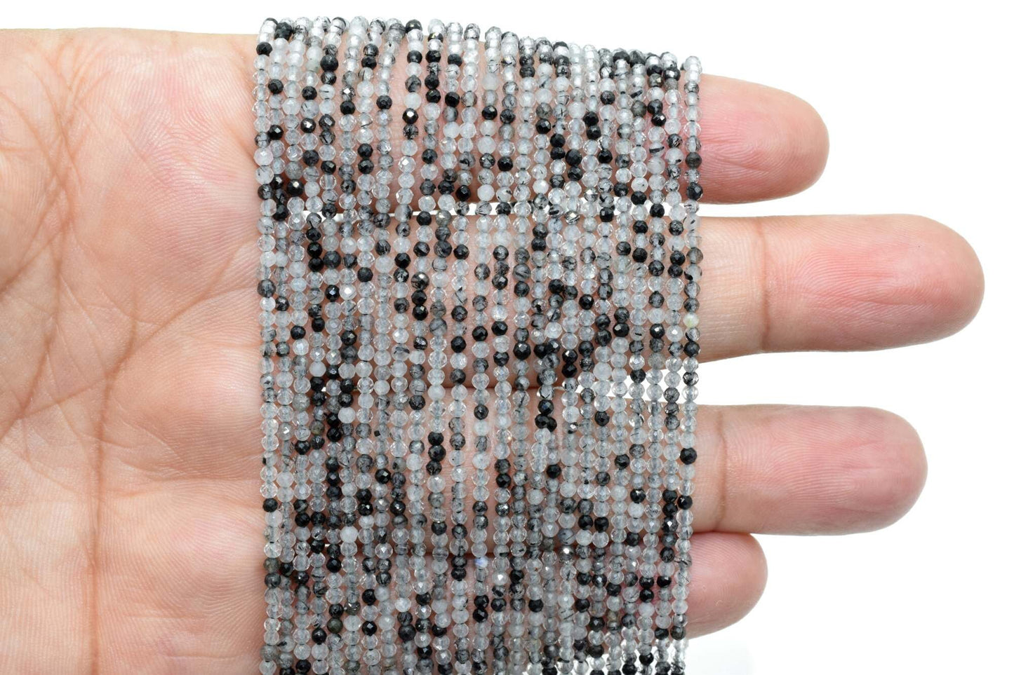 Natural black rutile beads,tiny 2mm faceted beads,Rondelle Faceted beads,Quartz beads,AAA grade beads,Fine Quality Black Rutile Beads