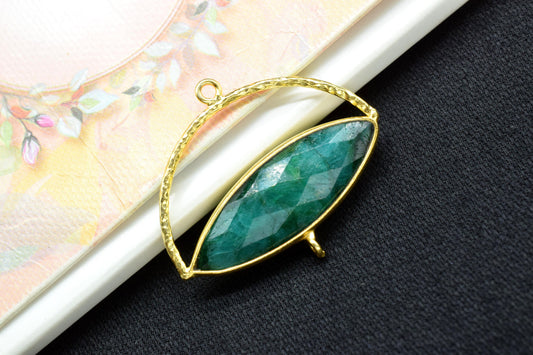 Emerald Gemstone Component , Gemstone Connector Pendant , Jewellery Making Essentials ,Single Loop Pendant,DIY jewelry Making Supply,Gift