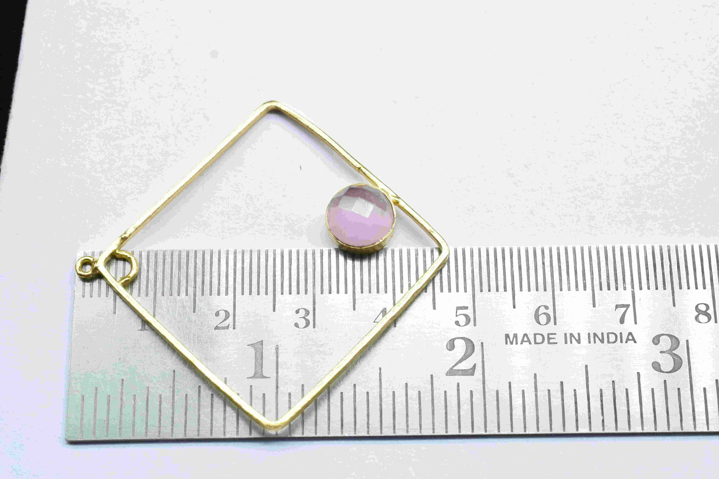 Rose Quartz Dangle Connectors, Gemstone 32mm Square Shape Component,Finding Earring,Necklace Component Jewelry,Rose Quartz Earring Connector
