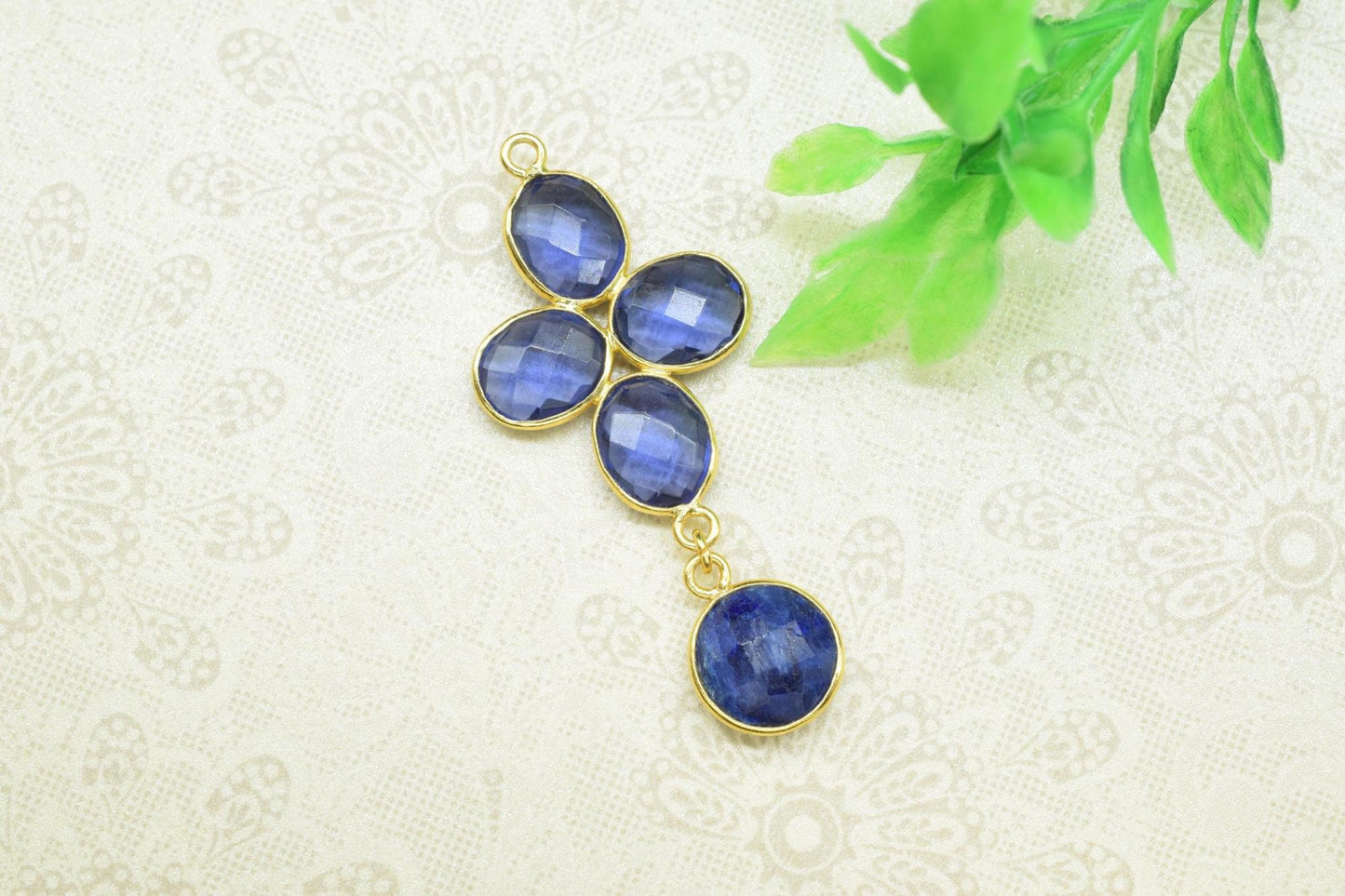 Multi Stone Dangle Earring,Amethyst Dangle Earrings,Statement Earring,Handmade Jewelry,Blue Sapphire Drop Earring,Gemstone Bezel Earring