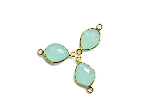 Aqua Chalcedony 10x13mm Eye shape double bail connectors,Aqua Chalcedony Bezel Findings Eye Charms,Eye Shape Connectors,double Bail charms