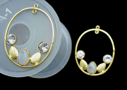 Moonstone 7x10mm Teardrop Shape Component,Gemstone Single Bail Connectors,Finding Oval Shape Pendant,Gold Plated Earring,Jewelry Making,Gift