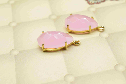 Rose Quartz Faceted Gemstone 12x20mm Pear Shape Connector,Rose Quartz Single bail connectors,Pink Quartz jewelry,Pink Quartz Bezel Pendant