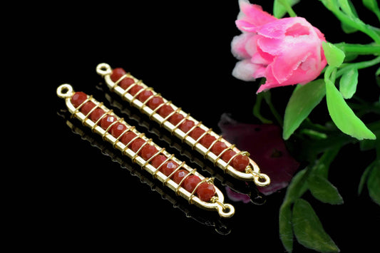 Natural Ruby beaded Bar Finding Connector,Bar Pendant,Ruby Necklace,Ruby Bar Bracelet,Beaded Bar Finding Component,Natural Ruby jewelry,Gift