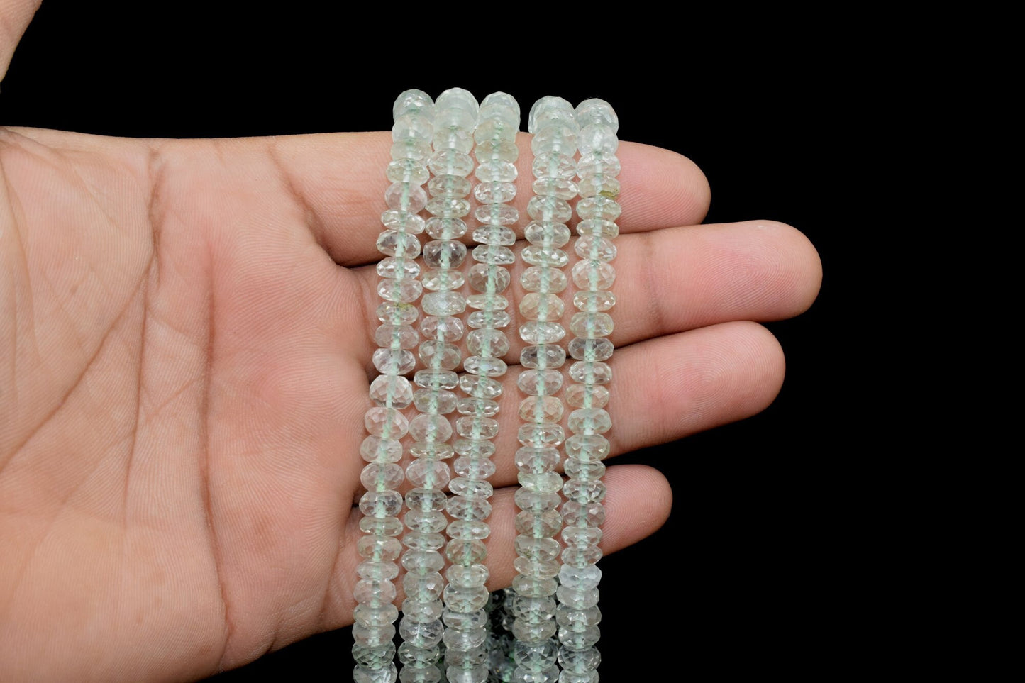 Natural Green Amethyst Rondelle faceted beads, Amethyst Faceted Rondelle Beads 6"Strand, 6.5x7 mm, AAA Quality Green Amethyst Faceted Beads