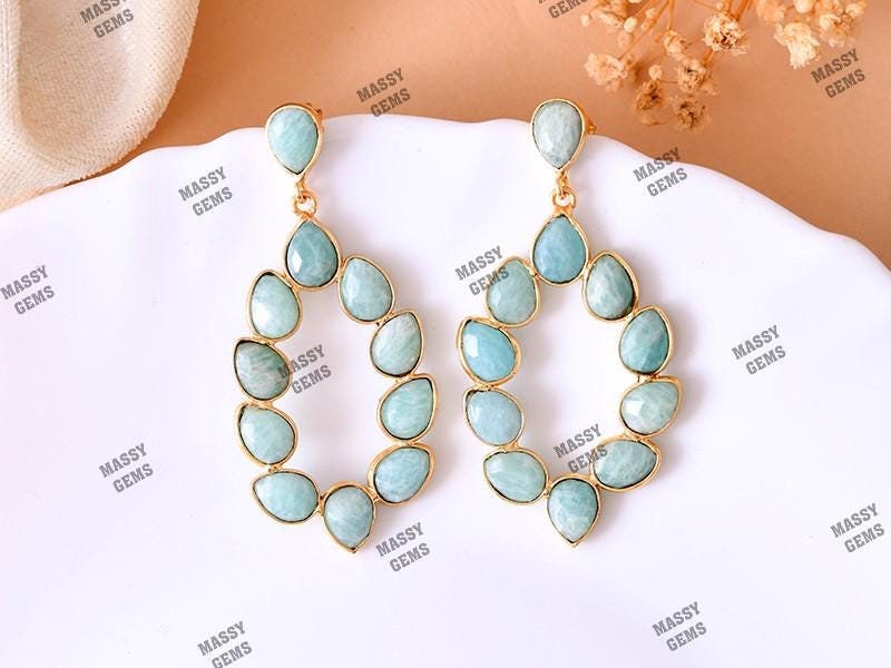 Amazonite Earring/Bridal Earring/Amazonite Teardrop Earrings /Bridesmaid Earrings/Statement Earrings/Natural Gemstone Jewelry/Wife Gifts