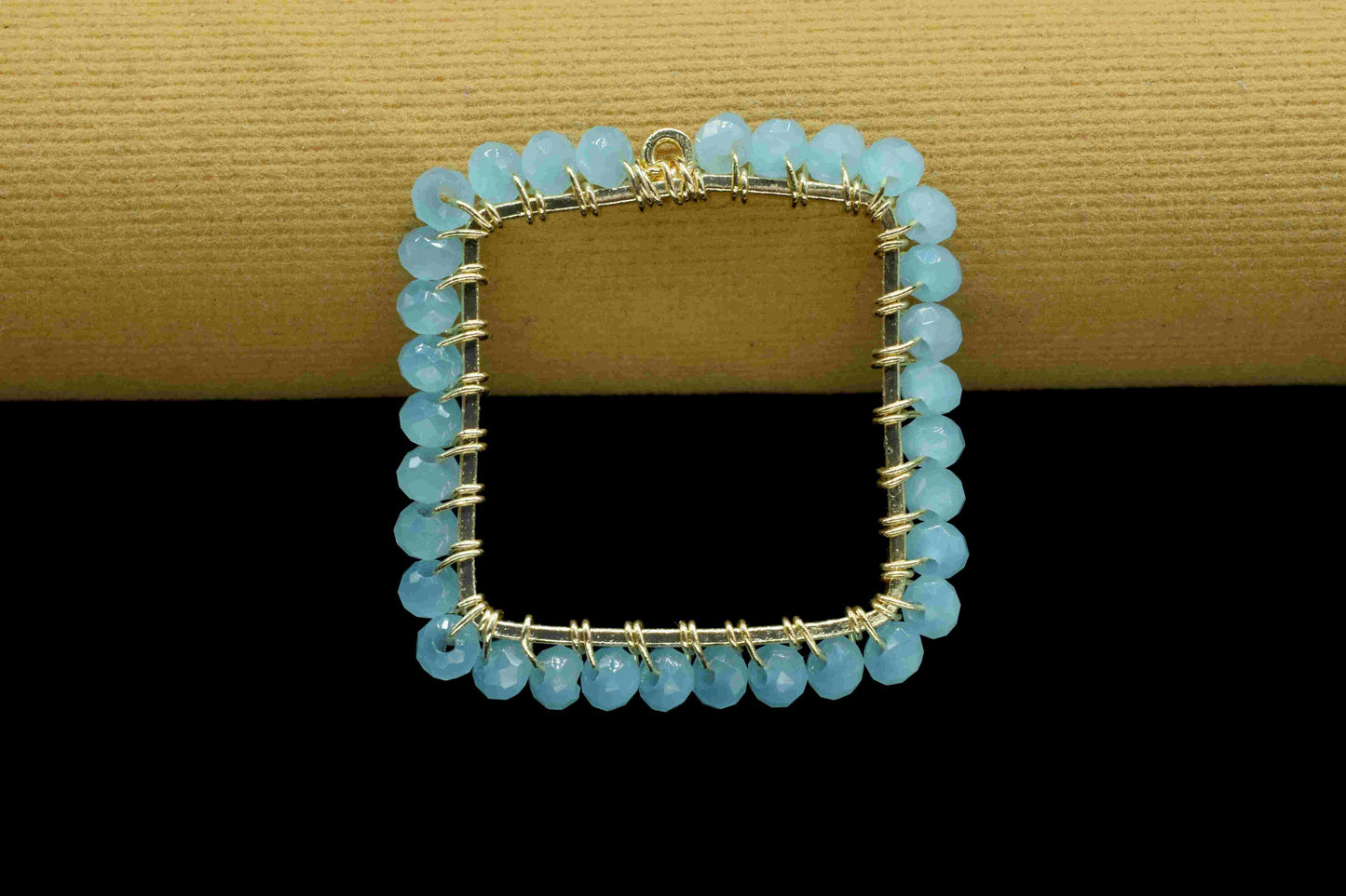 Aqua Quartz Wire Wrapped Dangle Connector, Gemstone Component, Finding Necklace Component Jewelry, Beaded Link Connector, Handmade Component