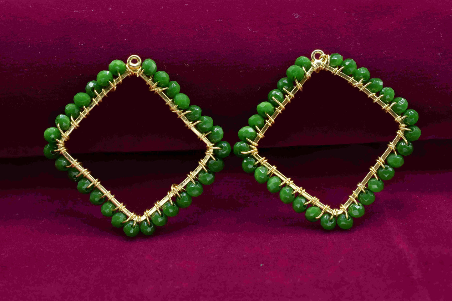 Emerald Quartz Wire Wrapped Dangle Connector,Gemstone Component,Handmade Earring,Finding Necklace Component Jewelry,Beaded Earring Connector