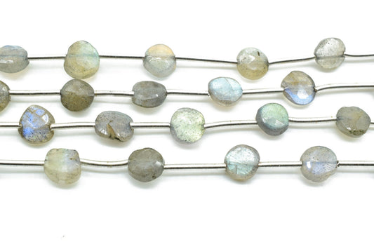 Labradorite coin Shape Briolettes,Vertical Top Drilled briolettes,Labradorite Coin Facet Briolettes,Coin beads strand,Labradorite briolettes