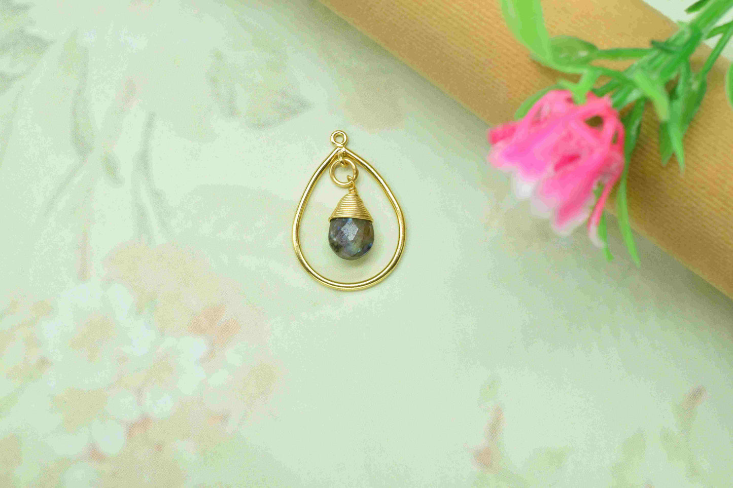 Gemstone Square Connectors,Teardrop Beads Dangle Earring,Station Link Supply,Handmade Jewelry,Finding Square Pendant,Wire Wrapped Component