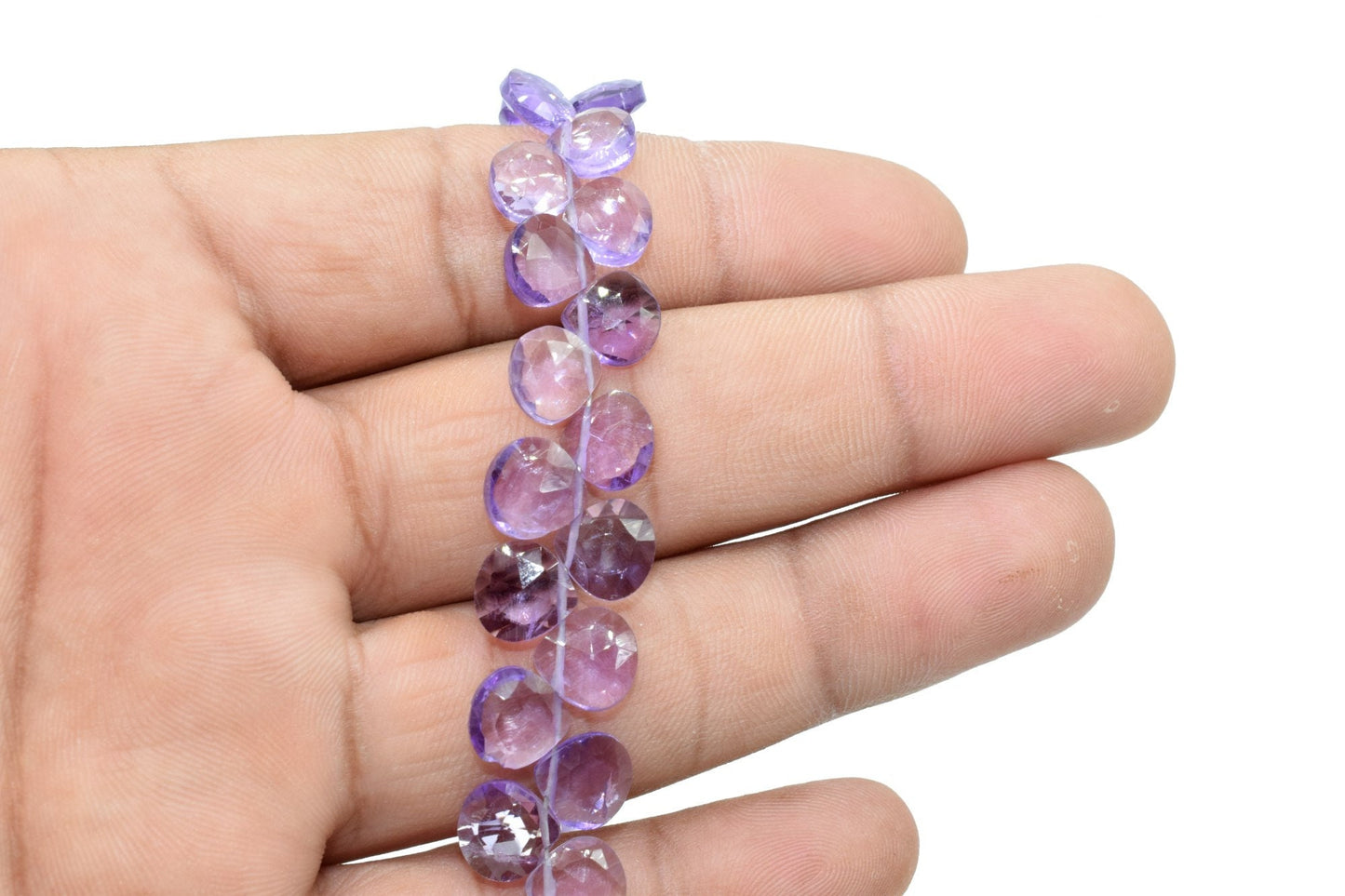 Brazilian Amethyst 8mm heart shape faceted Briolette,Amethyst beads,Amethyst jewelry making beads,Amethyst briolettes 8 inch strand,Amethyst
