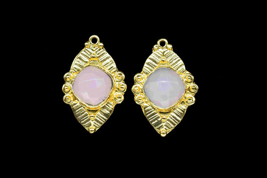 Pink chalcedony 10mm Single Bail Connector Earrings,Gemstone Connector,Earring Making Connector,Pink Quartz Pendant,Gemstone Connector ,Gift