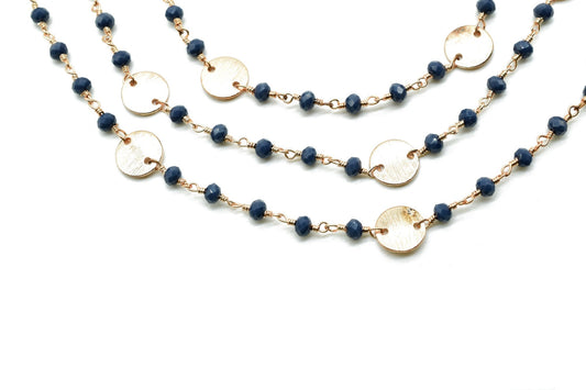 Blue Agate 3mm Beaded Chain,Blue Agate Rosary Chains,Blue Agate Wire Wrap Chain,Brass chain,Jewelry Making Chain,Rosary chain,brass charms