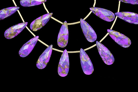 Purple Copper Turquoise Faceted Briolette,Gemstone Teardrop Bead,Purple Turquoise Teardrop,Jewelry Making Supplies,Copper Turquoise jewelry,