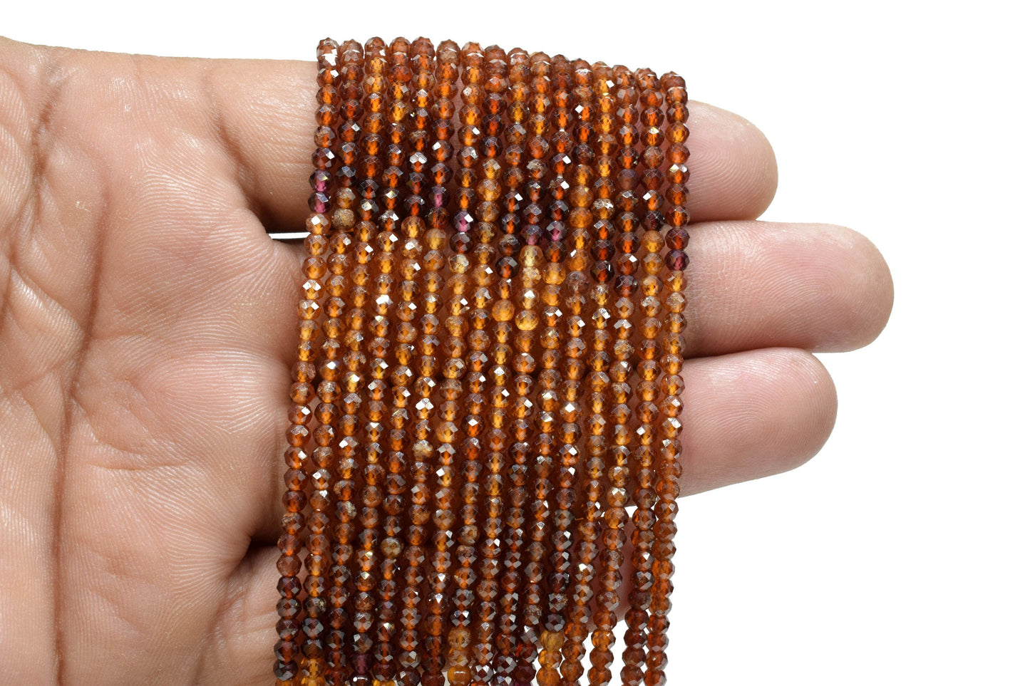 Natural Hessonite Garnet Faceted Beads,Gemstone Beads Strand,Hessonite Shaded Beads,Micro faceted beads,Hessonite Strand Beads Jewelry Gift