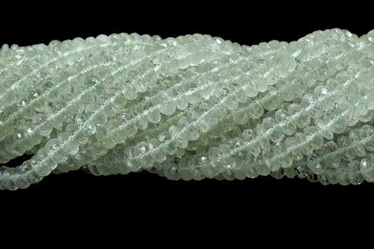 Natural Green Amethyst Rondelle faceted beads, Amethyst Faceted Rondelle Beads 6"Strand, 6.5x7 mm, AAA Quality Green Amethyst Faceted Beads