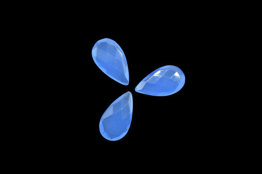 Blue Chalcedony Faceted Pear Shape Briolettes,10x18mm Pear Shape Beads,Blue Chalcedony Briolettes,Faceted Pear Beads,Chalcedony Jewelry Bead