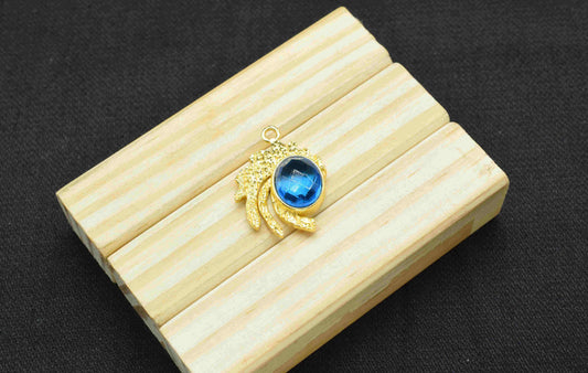 London Blue Topaz Pendant , Gemstone Handmade Pendant , Bulk Gemstone Pendant , Gold Plated Connectors ,Single Bail Gemstone Connector Charm