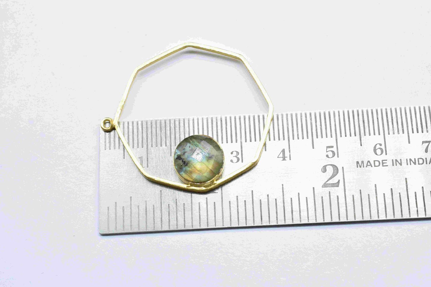 Labradorite Gemstone Component Hexagon Shape Single Bail Charm,Labradorite Connector Pendant,Finding Gold Plated Connectors, Pendant Jewelry