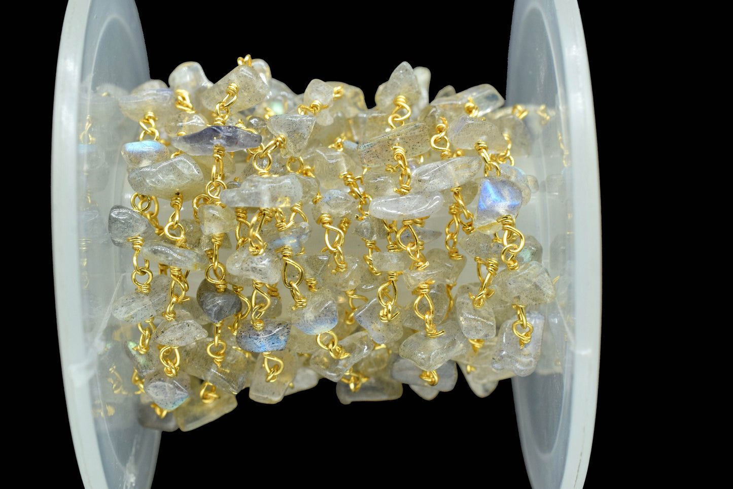 Labradorite Chips Rosary Chain,Nugget Rosary Chain,Finding Wire Wrap Necklace Chain,Gemstone Rosary Necklace,Handmade Jewelry Carft Supplies