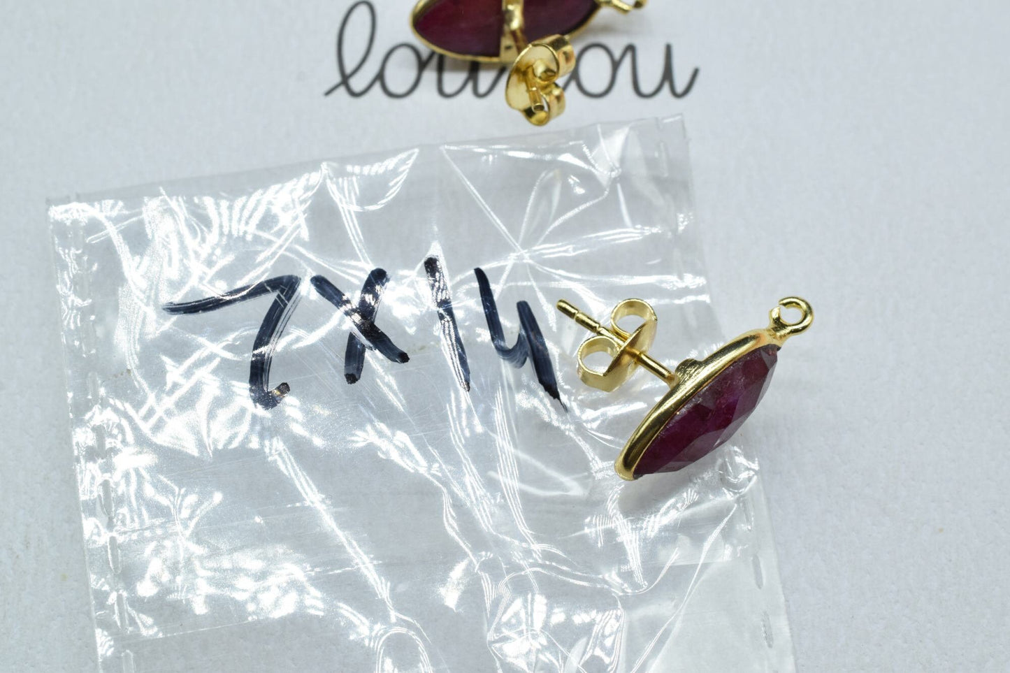 Ruby Marquise Earring Connector,Jewelry Craft Supplies,Ruby connectors post stud, Jewelry,Bezel Frame Connector,Earring Finding,Ruby stud