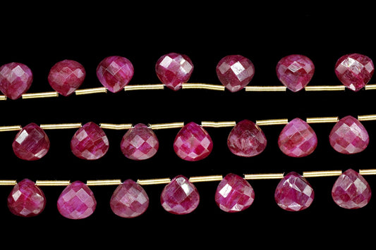Natural Ruby Heart Shape Briolettes,Ruby Gemstone Heart Faceted Beads,Ruby strand,Making Jewelry Supplies,9 inch strand,Ruby Heart jewelry