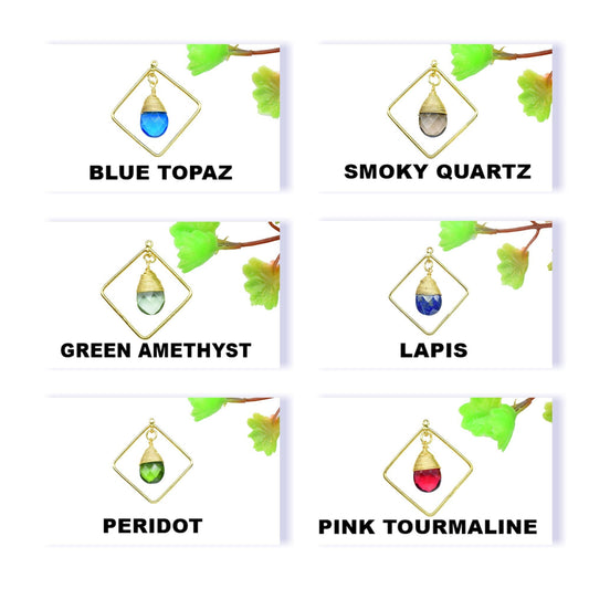 Handmade Square Pendants,Finding Square Connectors,Teardrop Beads Dangle Earring,Station Link Supply,Gemstone Jewelry,Wire Wrapped Component