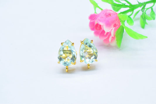 Amethyst Components Earring,Prong Bezel Earring,Gemstone Station Link,Citirine Studs Earring,Craft Supplies,Handmade Beads Jewelry,Gift