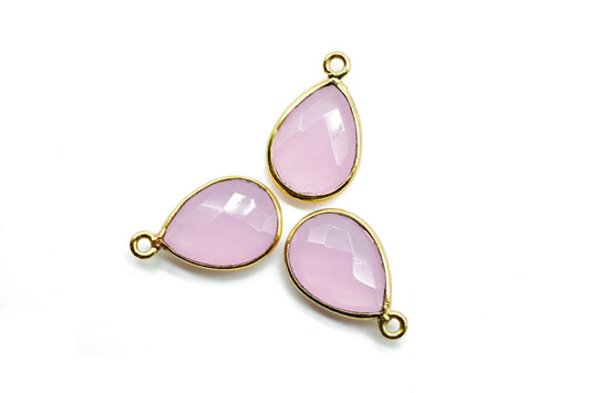 Rose Quartz 10x14mm Pear shape charm,Checker Board cut Rose Quartz Pendant,Rose Quartz charms,Rose Quartz Pear Briolettes,Pink connectors