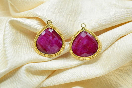 Natural Ruby 20mm Heart Charms,Gemstone Heart Bezel,Boho Pendant connector,Single Bail Pendant,Handmade Bezel Charm,Necklace Pendant Jewelry