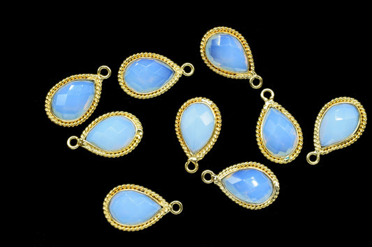 Opalite Connector Charms Pendant,Opalite Gold Plated Single Bail Pendant,Opalite Gemstone Faceted jewelry,Opalite 10x14mm Pear shape charm