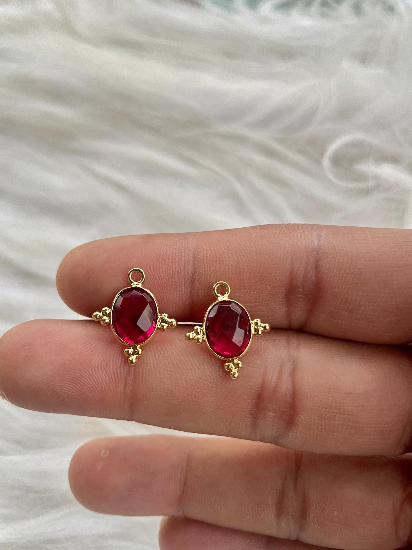 Pink Tourmaline 10x8mm oval shape single bail charms,Pink Tourmaline pendant,Tourmaline Gold Plated bezel,Faceted Charms Connector Jewelry