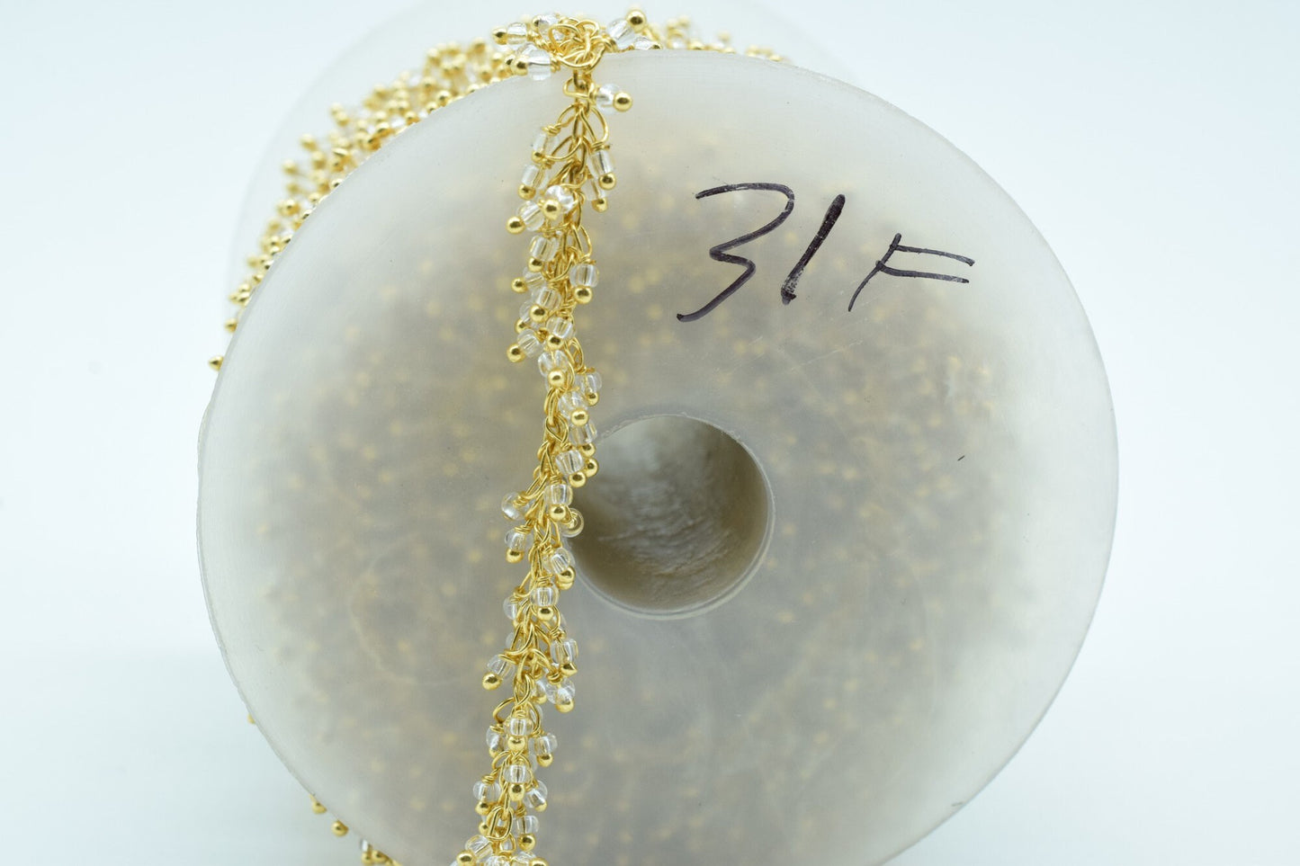 Crystal 2mm cluster chain,Crystal Dangling Chain,Crystal cluster Chain with Gold PlatedWire,Brass cluster beaded chain,Crystal vermeil chain