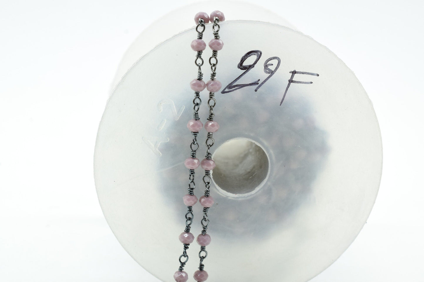 Lavender 3mm Beaded Chain,Lavender Rosary Chains,Lavender Black rhodium Wire Wrap Chain,Lavender Brass chain,Jewelry Making ChainBlack chain