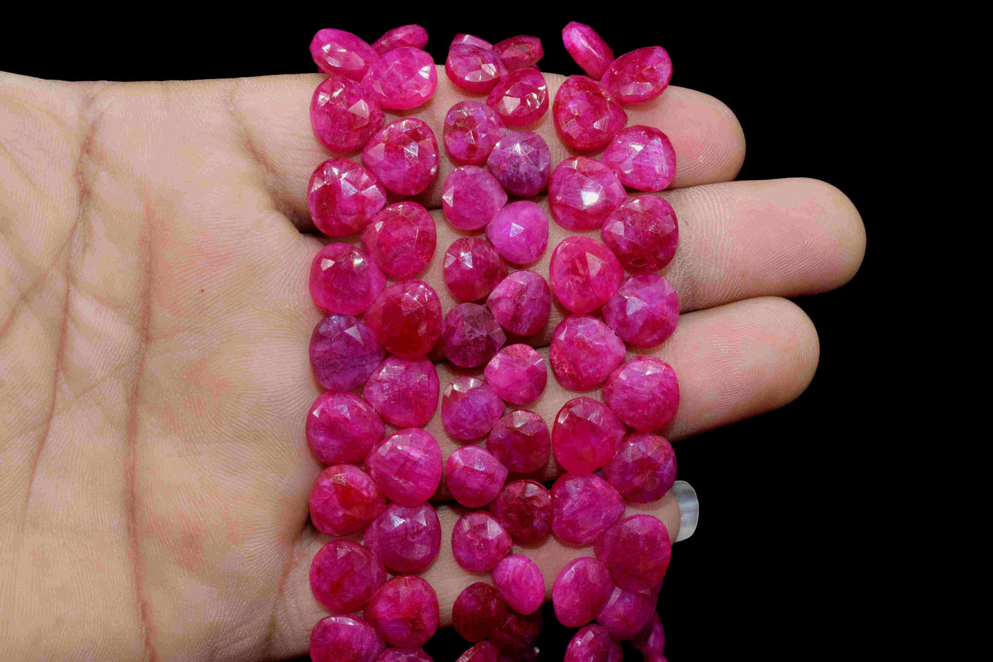 Natural Ruby Heart Shape Briolettes, Super Genuine Ruby Faceted Heart Shape Beads Briolette, Ruby Heart Shape Beads, Jewelry Making Supplies