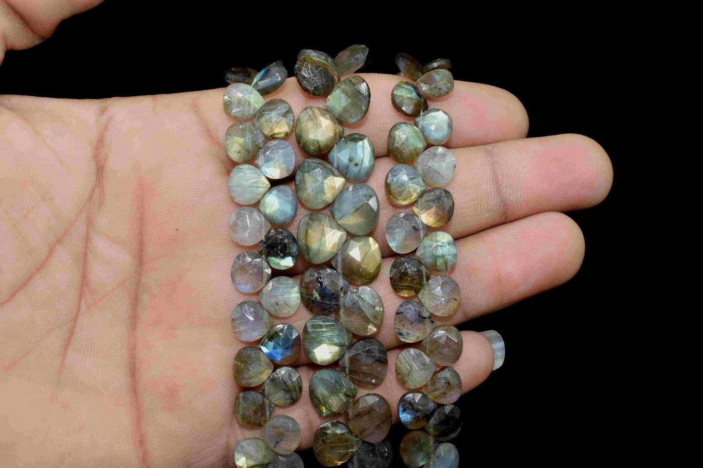 Labradorite Finest AAA Quality Faceted 8mm Heart Shape Briolettes,Flashy Labradorite Pendant, Labradorite Faceted Briolette,Gemstone Beads