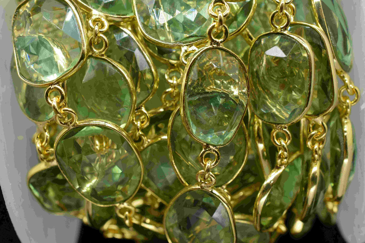 Green Amethyst Bezel Connector,Handmade Bezel Link Chain,Green Amethyst Faceted Chain,Gemstone Quartz Bezels,Jewelry Making Bezels Chain