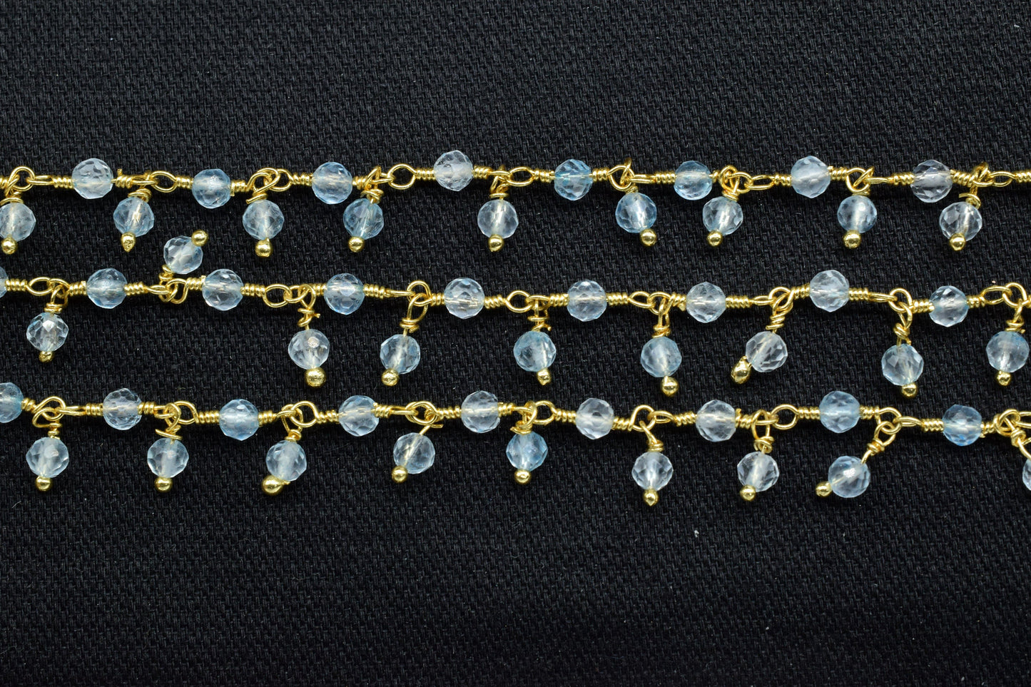 Light Sky Topaz Cluster Rosary Chain,Gemstone Rosary Chain,Wire Wrapped Necklace Chain,Sky Topaz beaded Chain,Finding Handmade Jewelry Gift